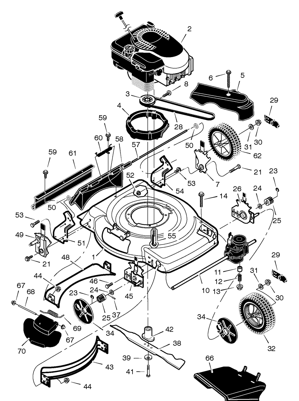 Mower Housing Assembly Diagram and Parts List for 228690X24B 2005 Briggs and Stratton Lawn Mower